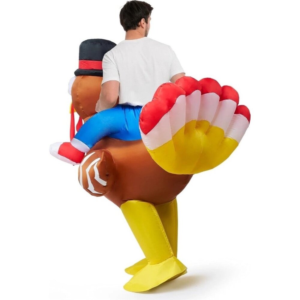 Thanksgiving Ride A Turkey Inflatable Adult Costume Blow Up New Halloween Party - Picture 3 of 4